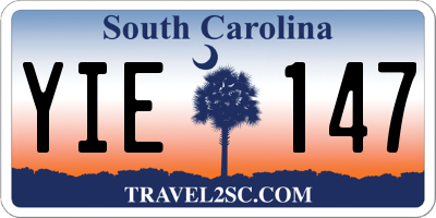SC license plate YIE147