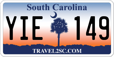 SC license plate YIE149