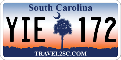 SC license plate YIE172