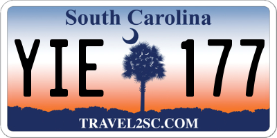 SC license plate YIE177