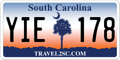 SC license plate YIE178