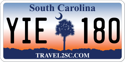 SC license plate YIE180