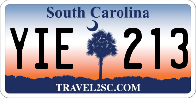SC license plate YIE213