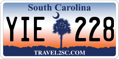SC license plate YIE228