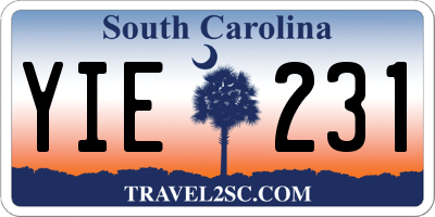 SC license plate YIE231