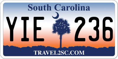 SC license plate YIE236