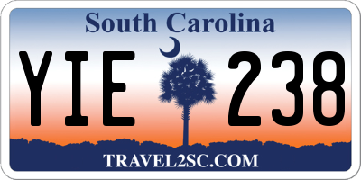 SC license plate YIE238