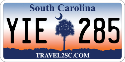 SC license plate YIE285