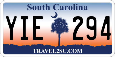 SC license plate YIE294