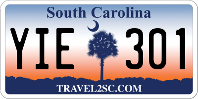 SC license plate YIE301
