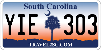 SC license plate YIE303