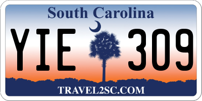 SC license plate YIE309