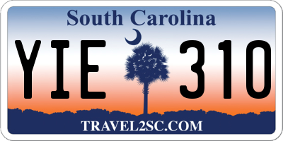 SC license plate YIE310