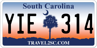 SC license plate YIE314