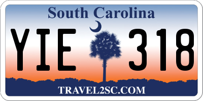 SC license plate YIE318
