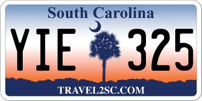 SC license plate YIE325