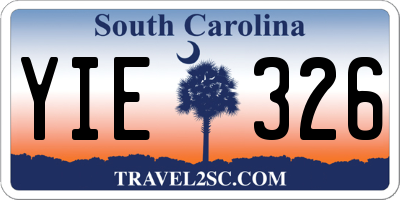 SC license plate YIE326
