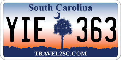 SC license plate YIE363