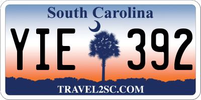 SC license plate YIE392