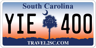 SC license plate YIE400