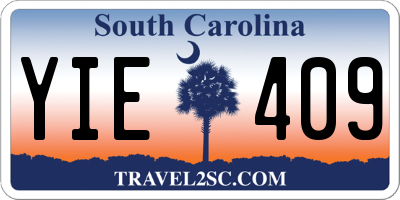 SC license plate YIE409