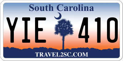 SC license plate YIE410