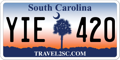 SC license plate YIE420