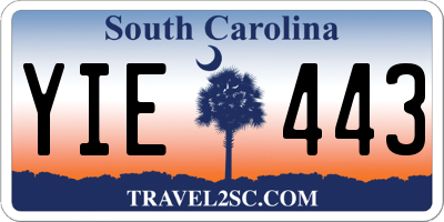 SC license plate YIE443