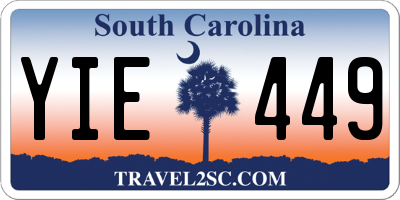 SC license plate YIE449