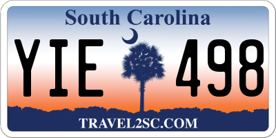 SC license plate YIE498