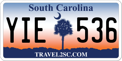 SC license plate YIE536