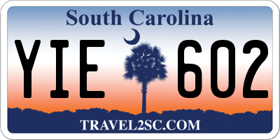 SC license plate YIE602