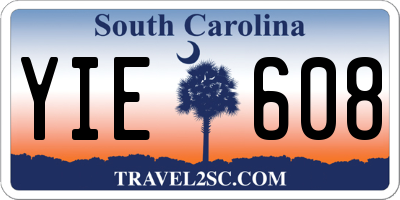 SC license plate YIE608