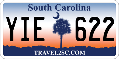 SC license plate YIE622