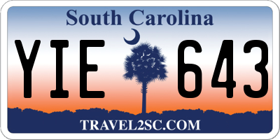 SC license plate YIE643