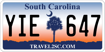SC license plate YIE647