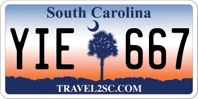 SC license plate YIE667