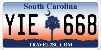 SC license plate YIE668