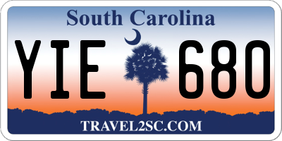 SC license plate YIE680