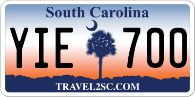 SC license plate YIE700