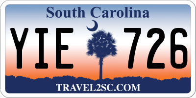 SC license plate YIE726