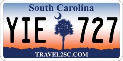SC license plate YIE727