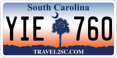 SC license plate YIE760