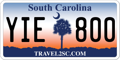 SC license plate YIE800