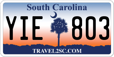 SC license plate YIE803