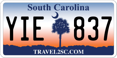 SC license plate YIE837