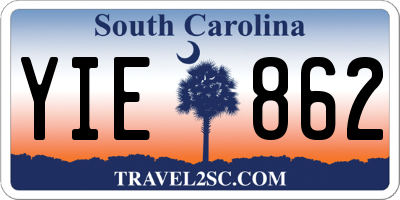 SC license plate YIE862