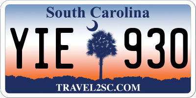 SC license plate YIE930