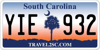 SC license plate YIE932