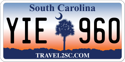SC license plate YIE960